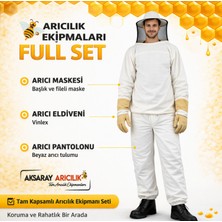 Aksaray Arıcılık Arıcı Maskesi Kıyafeti Full Set Maske + Eldiven + Pantolon (Profesyonel Arıcılık Koruyucu Kıyafet)