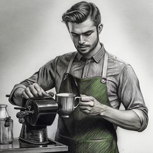 Aden Dijital Dekoratif Barista Temalı Kafeler Için Kanvas Tablo