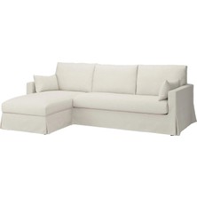 IKEA Beyaz Modern Kanepe - Uzanma Koltuklu 3'lü Kanepe