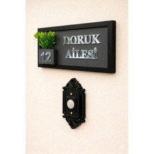 Shelife Kişiye Özel Ahşap Kapı Isimliği Çiçekli Gümüş MDF 10X20 cm Dekoratif Tabela