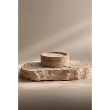 Lethe Studio Design Dekoratif Traverten Kase Mum 2 Fitilli Kokulu Soya Mum Minimal Ev Dekoru
