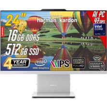 Lenovoıdeacentre 24ILL11 Intel Core U7-256V 16GB 512GB 24 Fhd Freedos Beyaz Aı-Powered Aıo Bilgisayar