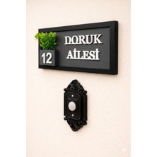Shelife Kişiye Özel Ahşap Kapı Isimliği Çiçekli Silver – 10X20 cm Mdf Dekoratif Kapı Tabelası