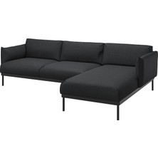 IKEA Siyah Modern Kanepe - Uzanma Koltuklu 3'lü Kanepe
