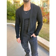 Elku Moda Hırka Örgülü Şal Yaka Mevsimlik Tüylenmez Çift Cepli Örgü Triko Hırka