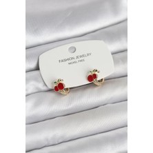 Senka Kiraz Model Gold Renk Pirinç Çocuk Küpe - TJ-BKP11653