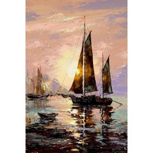 Aden Dijital Manzara Dekoratif Gemiler Doğa  Kanvas Tablo