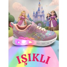Ellaboni Kız Çocuk Işıklı Fuspetli Hafif Rahat Yumuşak Taban Pembe&pudra Spor Ayakkabı  Sneaker