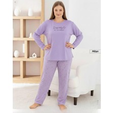 Pijamoni Kadın Milan Büyük Beden Bisiklet Yaka Uzun Kol Ince Pijama Takımı 7666/36 - 1 Adet