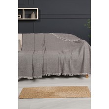 Virdis Home Pamuklu Koltuk Örtüsü 170X210 cm Tekli& Üçlü Koltuk, Çekyat ve Berjer İçin Şık Desenli Yıkanabilir| Kahverengi