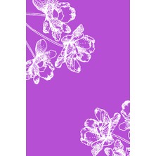 Limajuno Home & Kids Carpet  Mor Zeminli Beyaz Çiçek Desenli Dijital Baskılı Çocuk HALISI_100 x 150 cm