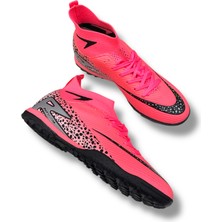 Laliga 610 Süperfly Çoraplı Halısaha Ayakkabı Pembe Siyah Desenli