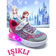 Ellaboni Kız Çocuk Işıklı Fuspetli Hafif Rahat Yumuşak Taban Pembe&pudra Spor Ayakkabı  Sneaker