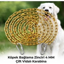 Vi Caro 3 Metre Sarı Köpek Bağlama Zinciri 4 mm Gezdirme 2 Vidalı Karabina Çelik Dayanıklı