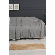 Virdis Home Pamuklu Koltuk Örtüsü 170X210 cm Tekli& Üçlü Koltuk, Çekyat ve Berjer İçin Şık Desenli Yıkanabilir| Antrasit