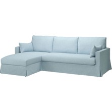IKEA Mavi Konforlu Kanepe - Uzanma Koltuklu 3'lü Kanepe