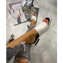 Defne Shoes Kadın Yazlık Terlik Premium Seri Lazer Kesim Kare Burun Düz Taban Rahat Şık Günlük Kullanım Terliği Sarı Beyaz Siyah Kırmızı