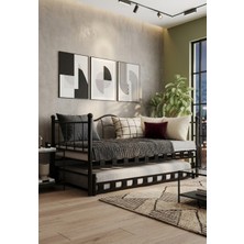 Missidea Kamelya Daybed Yavrulu Siyah Karyola 90X200 cm