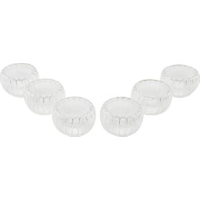 K-yonlineticaret 6 Pcs   Çizgili Cam  Çift Cidarlı Lokumluk - Sosluk  50 ml (5501)