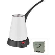 K-yonlineticaret Beyaz Elektirkli Cezve Türk Kahve Makinesi 5 Fincan - 400ML Hazne Paslanmaz Çelik 360 Derece Dönebil