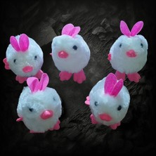 Kuzey Oyuncak Yüksek Kalite 6 Adet Kurmalı Tavşan Oyuncak Beyaz Tavşan Hareketli Tavşan Tatil Hediyesi 12X8 cm