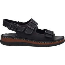 Ortopedia Ayarlanabilir Hakiki Deri Comfort Kadın Sandalet 2289 - Siyah