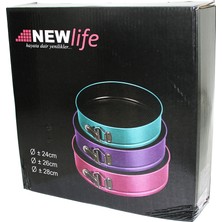 K-yonlineticaret 3 Parça  Yuvarlak - Renkli Kelepçeli Metal Kek Kalıp 24-26-28CM (5501)