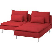 IKEA Kırmızı Konforlu Kanepe - Uzanma Koltuklu 2'li Kanepe