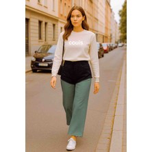 Couis Kadın Yüksek Bel Bol Paça Palazzo Garnili Alt Tarafı 2 Iplik Şardonsuz