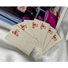 Esranın Dünyası Sevimli Ayı Temalı Not Kartı - 20 Adet Hediye Kartı (8x5 Cm)