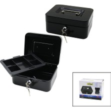 K-yonlineticaret Anahtarlı Küçük Metal Para -Değerli Eşya Kutusu 2kat=tek+6 Bölme Taşıma Kulp - 15.2X11.8X8CM (5501)