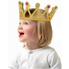 K-yonlineticaret Altın Renk Çocuk ve Yetişkin Uyumlu Kraliçe Tacı Prenses Tacı 8X25 cm (5501)