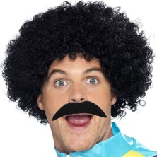 K-yonlineticaret Siyah Scouser Erkek Kısa Peruk 120 gr ve Bıyık Seti (5501)