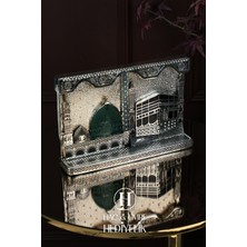 Hac Umre Hediyelik Kabe ve Mescidi Nebevi Gümüş Dekor | Ikili Mekke Medine Biblosu | Hac Umre Hediyesi | Islami Dekor |