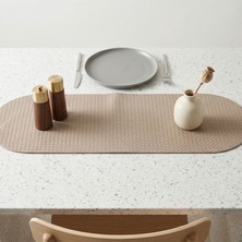 Grand Fine Art 1 Adet Deri Mini Runner-Klavye Altlığı-Masa Matı-Masa Sümeni -Çok Amaçlı Kullanım Örgü Desenli