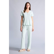 DeFacto Pijama Takımı Üst Desenli Alt H1276AX26SM