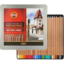 Koh-i-Noor Koh-I Noor Gioconda Soft Pastel Boya Kalemi 24 Renk Metal Kutu Sanatsal Çizim İçin Uygun