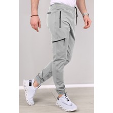 Delpino Erkek Eşofman Altı Açık Gri Paraşüt Kumaş Sezonsuz Regular Fit Özellikli