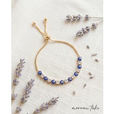 Mervan Takı Nazar Boncuklu Zirkon Taşlı Ayarlanabilir Bijuteri Bileklik