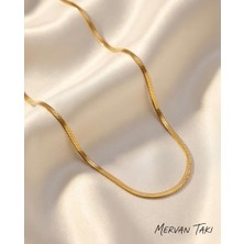 Mervan Takı Gold Renk Yılan Zincir Çelik Kolye