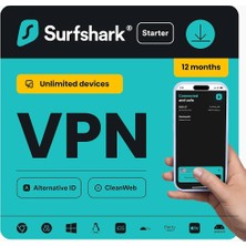 SurfShark VPN (Win/MAC/Android/IOS) - Limitsiz Cihaz 365 Gün 1 Yıl Resmi Site Kodu