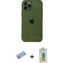 BUTİMAR'S iPhone 12 Pro Ahenk Doku - Siyah Polymer Nano Ekran Koruyucu + Mavi Shine Kamera Lens Koruma Cam