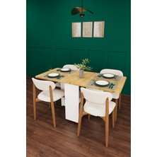 Asra Trend Lüks Katlanır Mutfak Yemek Masası Takımı %100 MDF Çalışma Masası Sandalye KMS13