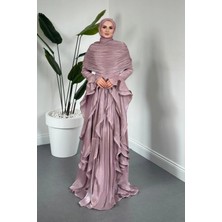 Merven Akyüz Naruna Pelerinli Fırfırlı Abiye Rose
