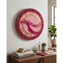 Duvar Saati - 50 cm - Modern Dekoratif Duvar Saati - Epoksi Duvar Saati - El Yapımı Duvar Saati - Şık Duvar Saati