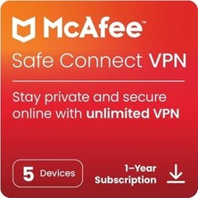 McAfee Safe Connect VPN 2026 - 5 Cihaz 1 Yıl Abonelik Kodu (Mail Adresinize Tanımlanır)
