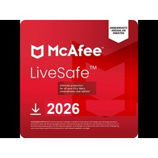 Mcafee Livesafe 2026 (Win/mac/android/ios) - 1 Cihaz 3 Yıl Abonelik Kodu
