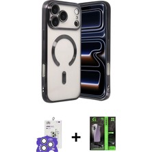 BUTİMAR'S iPhone 17 Pro Max Nova Işık Özel Seri - Siyah 360 Mat Full Body Arka Koruyucu + Gümüş Bilvis Titan Kamera Lens