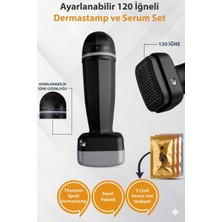 Elamour 120 Titanyum Iğneli Ayarlanabilir Iğne Ölçülü (0.25-2.0mm) Dermastamp Siyah - Serum Seti Hediyeli -
