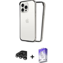 BUTİMAR'S iPhone 15 Pro Max Pusula Asil Koleksiyonu - Siyah Bilvis 5in1 3D Magic Cam Ekran Koruyucu + Gümüş Raze Metal Kamera Lens